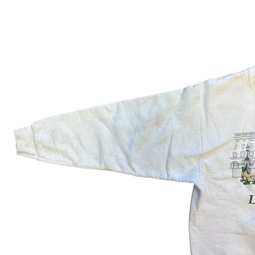 Vintage 1995 Looney Tunes Sweatshirt Mens Medium White Warner Bugs Bunny Cartoon